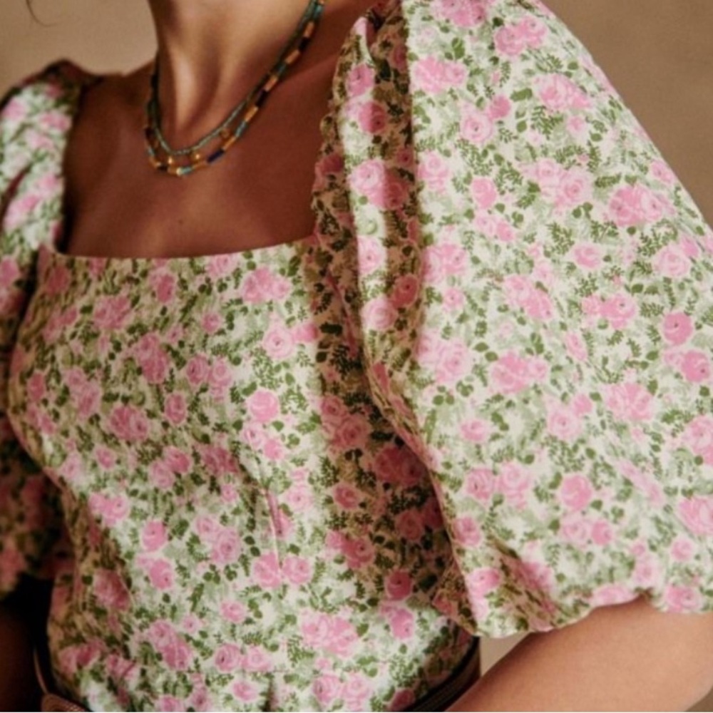 Sezane Alexandra Robe in Peonies - Picture 3 of 14